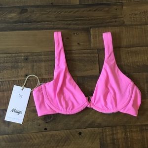 Maaji Aurora Pink Salsa Underwire Reversible Bikini Top Size Small
